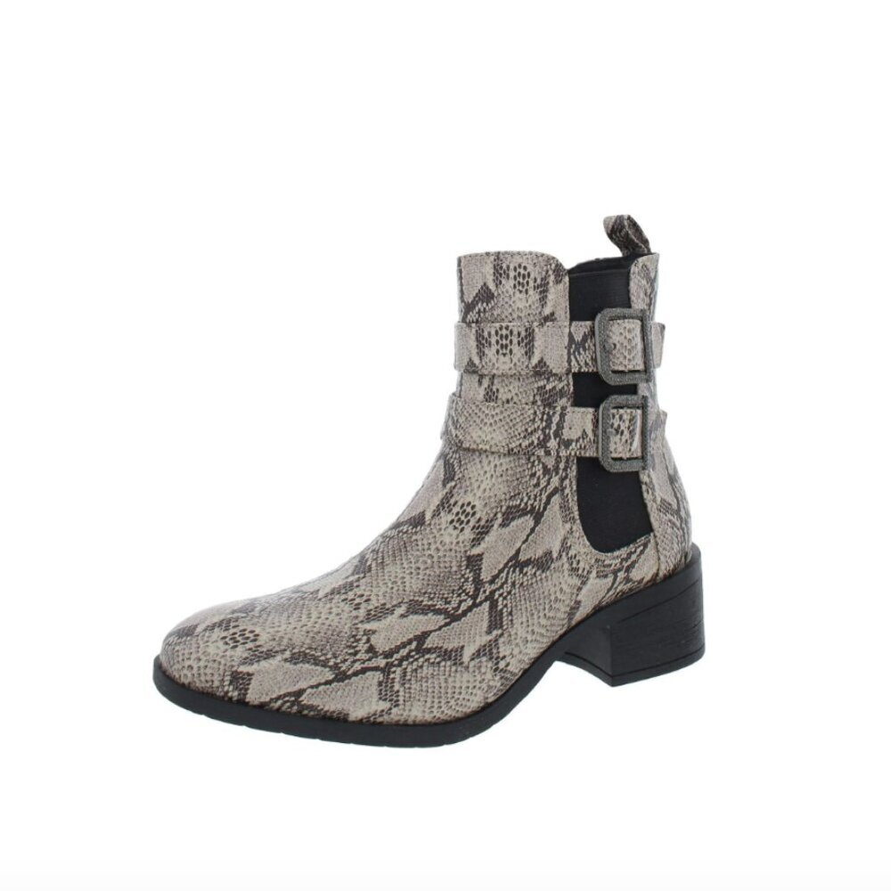 Kenneth Cole Reaction Womens Salt Biker Jewel Faux Leather Ankle Ankle Boots